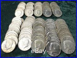 10 Rolls of 40% Silver Kennedy Half Dollars, $100 Face, 29.58 oz ASW, 200 Coins
