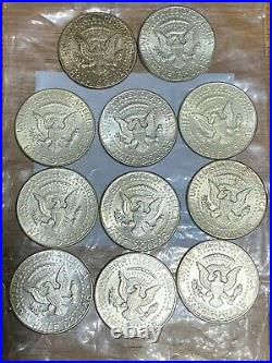 11- 90% Silver Kennedy Half Dollars Pre 1965, Not Junk Silver 5.50 FV