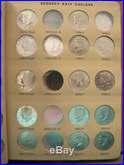 127 Coin Kennedy Half Dollar Set in Dansco Album Including Proofs & Silver Coins
