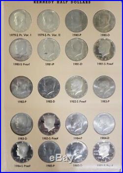 186 Coin Kennedy Half Dollar Set Unc in Dansco, including Proof, Silver + Satin