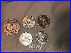 1885 Morgan Dollar CC, & 4 Kennedy Half Dollars, 2 Steel Pennies, & Silver Bars