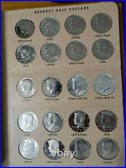 1964-1991 P, D, S Kennedy Half Dollar Set in Dansco Album 76 Coins Proof & Silver