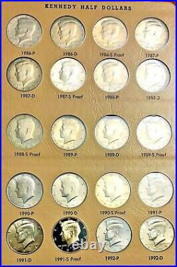 1964-2002 Kennedy Half Dollar Set Donsco 6 Pages, 103 Coins, Several Silver #6