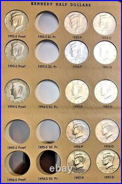 1964-2002 Kennedy Half Dollar Set Donsco 6 Pages, 103 Coins, Several Silver #6