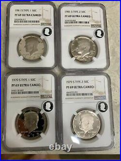 1964-2022 Ultra Complete Clad Kennedy Proof Set Of 62 Graded By Ngc