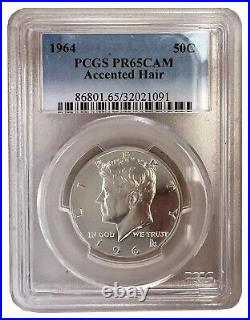 1964 50c KENNEDY Silver Half Dollar ACCENTED HAIR PR65CAM US Rare Coins -091