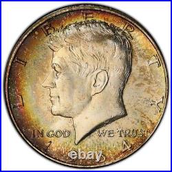 1964 50c PCGS MS 66 Beautiful Rainbow Toned Silver Kennedy Half Dollar