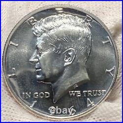 1964 50c Proof Kennedy Silver Half Dollar Roll 14 GEM Proof Halves