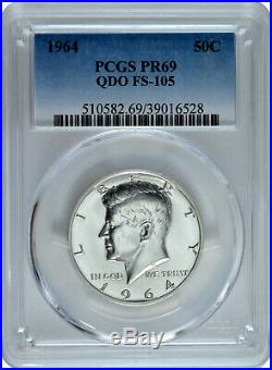 1964 50c Silver Proof Kennedy Half Dollar PCGS PR 69 QDO FS-105 Top Pop 1/0
