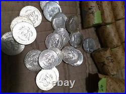 1964 90% U S Kennedy Half dollars in $50 face lots (5 roll 100 coin lots)