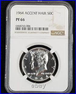 1964 ACCENTED HAIR Kennedy Half Dollar Proof NGC PF66 -006