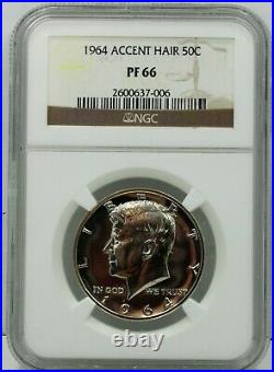 1964 Accent Hair Kennedy Silver Half Dollar NGC Certified PF66