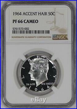 1964 Accent Hair Proof Kennedy Half Dollar 50c Ngc Certified Pr Pf 66 Cameo 002