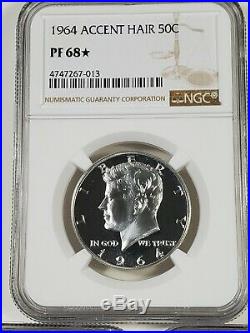 1964 Accent Hair Proof Kennedy Ngc Pf68 Star! Gorgeous Cameo Obv