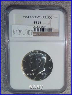 1964 Accent Hair Silver Kennedy Half Dollar NGC PF67 (009)