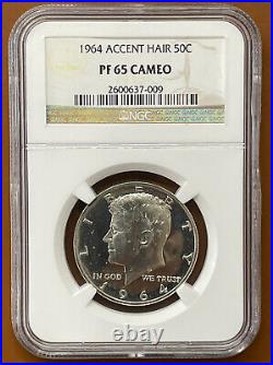 1964 Accented Hair Kennedy Half Dollar Silver NGC PF65CAM PF-65-Cameo Proof Coin