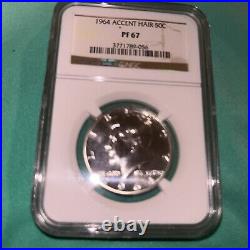 1964 Accented Hair Proof Kennedy Silver Half Dollar NGC PF67