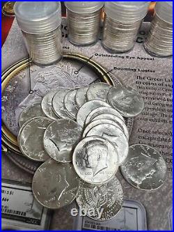 1964 BU Uncirculated 20 Coins 90% Silver Kennedy Half Dollars Roll UNC RP-315