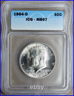 1964-D 50C Kennedy Silver Half Dollar / ICG MS67