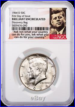 1964-D Kennedy Half Dollar BRILLIANT UNCIRCULATED NGC FIRST DAY OF ISSUE
