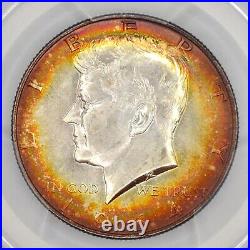 1964-D Kennedy Half Dollar PCGS MS66 Pretty Dual Sided Rainbow Toning