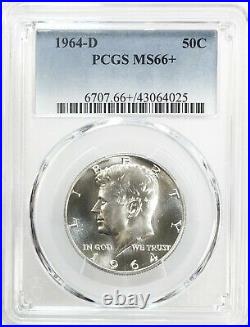 1964-D Kennedy Half Dollar Silver 50C Gem Brilliant UNC PCGS MS66+