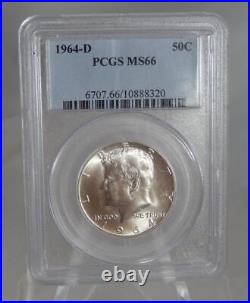 1964-D Kennedy Silver Half Dollar 50C PCGS MS66 Gem Unc Coin SL085