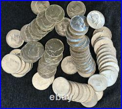 1964 JFK Kennedy Half Dollars 70 Coins Lot Silver