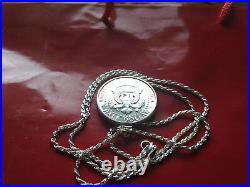 1964 KENNEDY GEM SILVER COIN PENDANT on a 24 ITALY 925 SILVER ROPE CHAIN