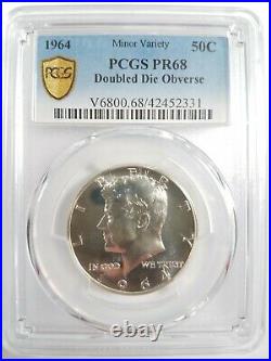 1964 KENNEDY Silver Half Dollar PCGS PR 68 Double Die Obverse PF DDO Mint Error