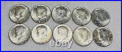 1964 Kennedy Half Dollar 10 Coins 90% Silver