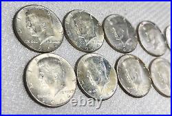 1964 Kennedy Half Dollar 10 Coins 90% Silver
