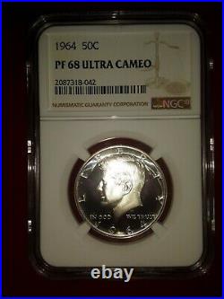 1964 Kennedy Half Dollar 50c Ngc Certified Pf 68 Proof Unc Ultra Cameo (001)