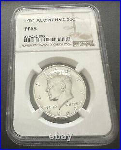 1964 Kennedy Half Dollar Accented Hair PF68