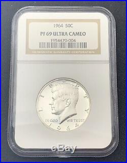 1964 Kennedy Half Dollar PF69 Ultra Cameo 90% Silver NGC