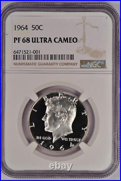 1964 Kennedy Half Dollar Proof NGC PF 68 ULTRA CAMEO / PR68DCAM Frosty Coin