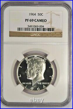 1964 Kennedy Half Dollar Proof NGC PF 69 CAMEO / PR69CAM Frosty Coin