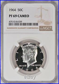 1964 Kennedy Half Dollar Proof NGC PF 69 CAMEO / PR69CAM Spot Free Coin