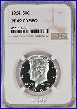 1964 Kennedy Half Dollar Proof NGC PF 69 CAMEO / PR69CAM Spot Free Coin
