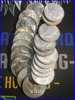 1964 Kennedy Half Dollar Roll of 20, 90% Silver