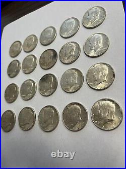 1964 Kennedy Half Dollar Roll of 20 Coins 90% Silver