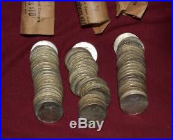 1964 Kennedy Half Dollars Lot of 60 3 Rolls 90% Silver