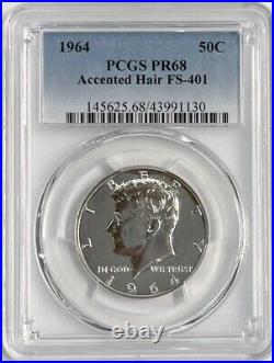1964 Kennedy Silver Half Dollar Accented Hair FS-401 PCGS PR68 Very Rare