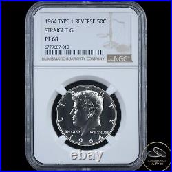 1964 Kennedy Silver Half Dollar NGC Straight G Type 1 Reverse PF68