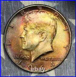 1964 Kennedy Silver Half Dollar Toned Collector Coin Free Shipping