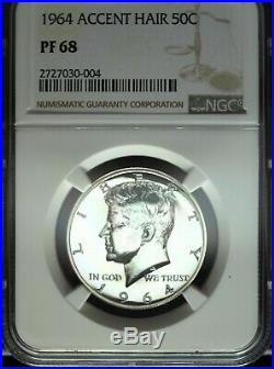 1964 NGC Proof 68 Accented Hair Silver Kennedy Half Dollar Variety 004