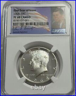 1964 Ngc Pf68 Cameo Silver Proof Kennedy Half Dollar Bright White Coin 50c 90%