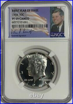 1964 Ngc Pf69 Cameo Proof Silver Kennedy First Year Of Issue Half Jfk Coin Sign