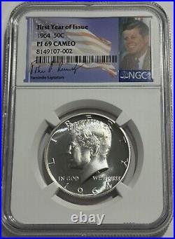 1964 Ngc Pf69 Cameo Silver Proof Kennedy Half Dollar Bright White Coin 50c 90%