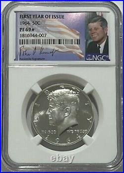 1964 Ngc Pf69 Star 90% Silver Proof Kennedy Half Dollar White Coin 50c